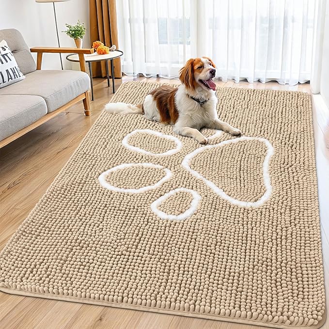 Smiry Dog Door Mat for Muddy Paws, Absorbent Dirt Trapper Non Slip Quick Dry by Smiry