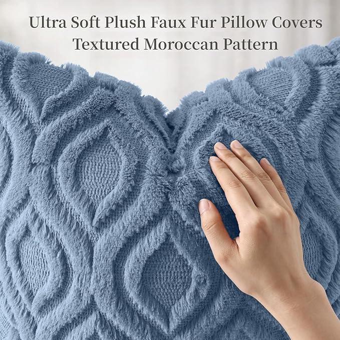 decorUhome Throw Pillow Covers 24x24 Inch Set of 2, Soft Plush Faux Wool Dusty - Image 6