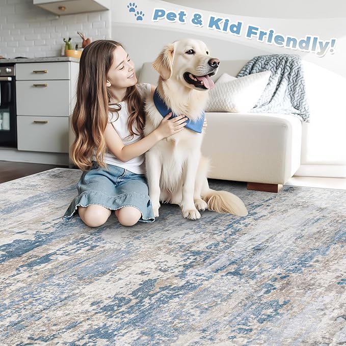 pmtsns Area Rugs 6x9 for Living Room: Washable Rug Modern Abstract Neutral Soft - Image 5