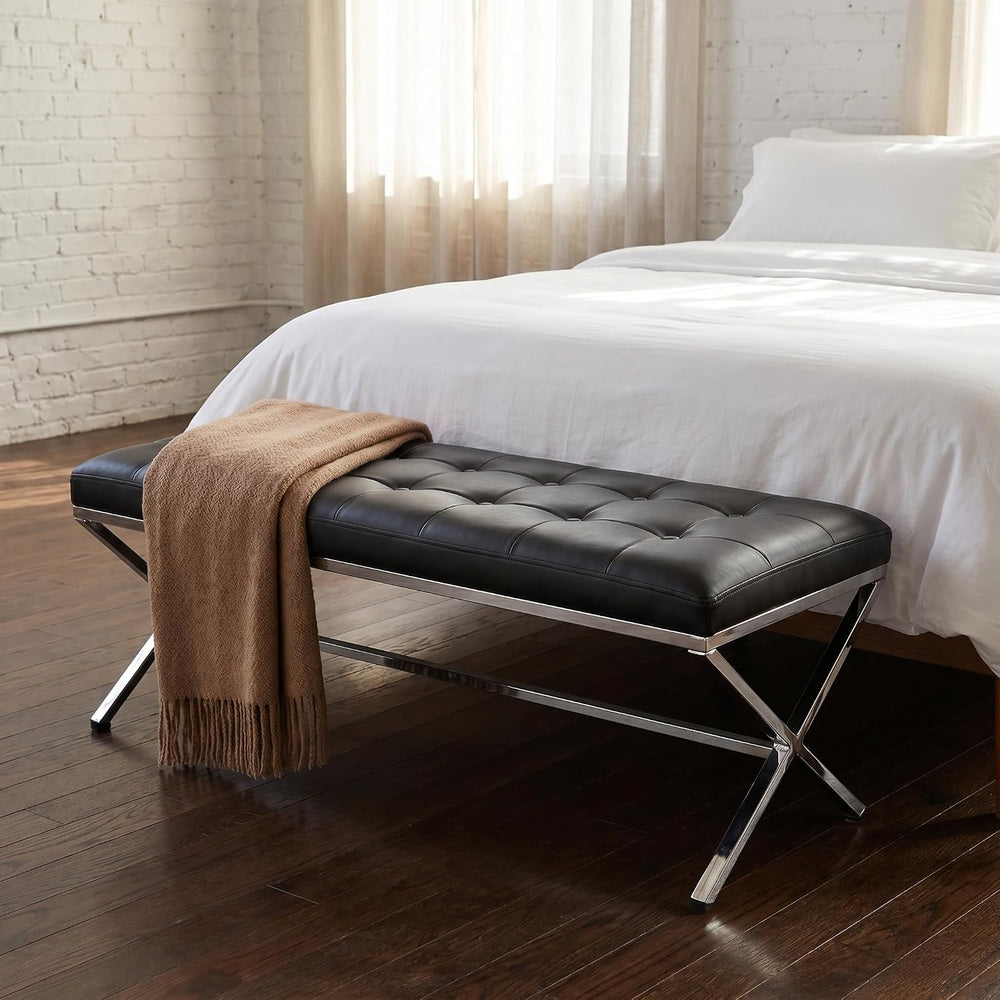 DUOMAY Modern Tufted Ottoman Bench, 45.75" W x 16.5" D x 19.25&quot...