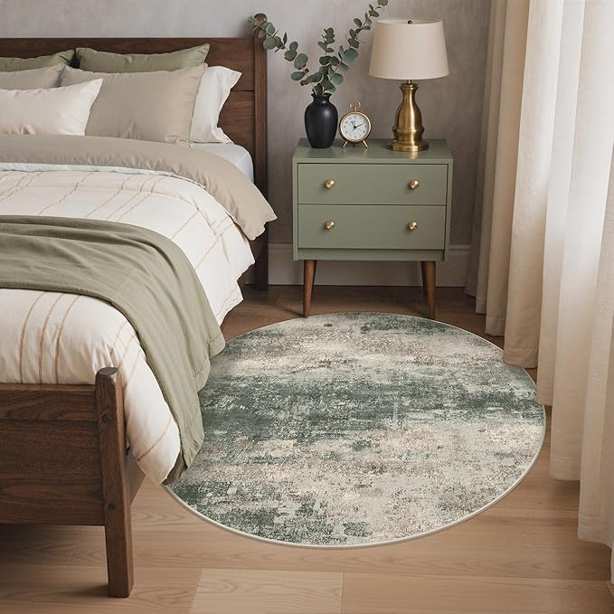 BEIMO Round Rugs 6FT for Living Room Bedroom, Modern Abstract Machine Washable - Image 3