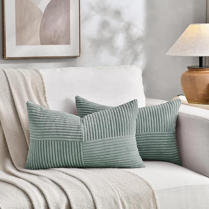 Fancy Homi 2 Packs Grey Blue Lumbar Decorative Throw Pillow Covers 16x26 Inch - Image 5