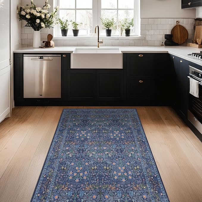 Vintage Dark Blue 4x6 Area Rugs - Image 3