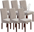 Waterproof Dining Chair Covers Set of 6 Parsons Chair Slipcovers | Double Waterproof Protection,Stretch Fit,Textured Jacquard Pattern,Machine Washable,Fits Large Parsons,Kitchen,Pet Friendly