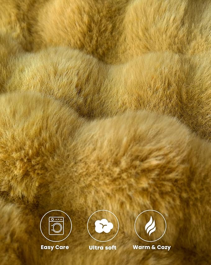 Ultra Soft Cozy Faux Fur Throw Blanket, Fuzzy Plush Thick Bubble Blanket - Image 6