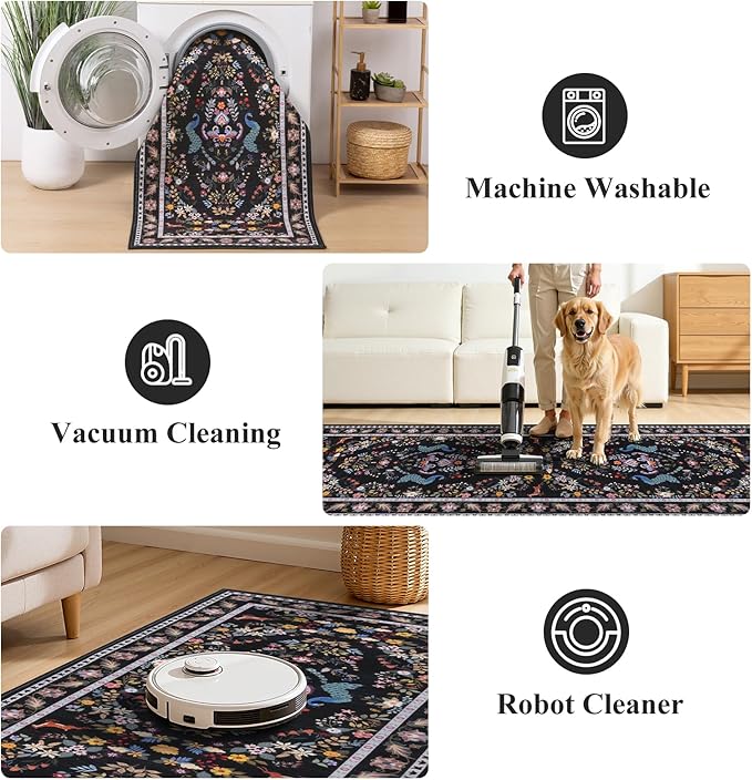 HEBE Washable Hallway Runner Rug 2'x 8' Non Slip Kitchen Rugs Runner, Low Pile - Image 5