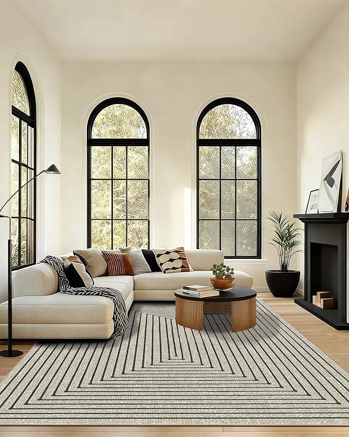 Latte&Fog 8x10 Area Rugs for Living Room, Large Beige Modern Abstract Washable by LatteFog