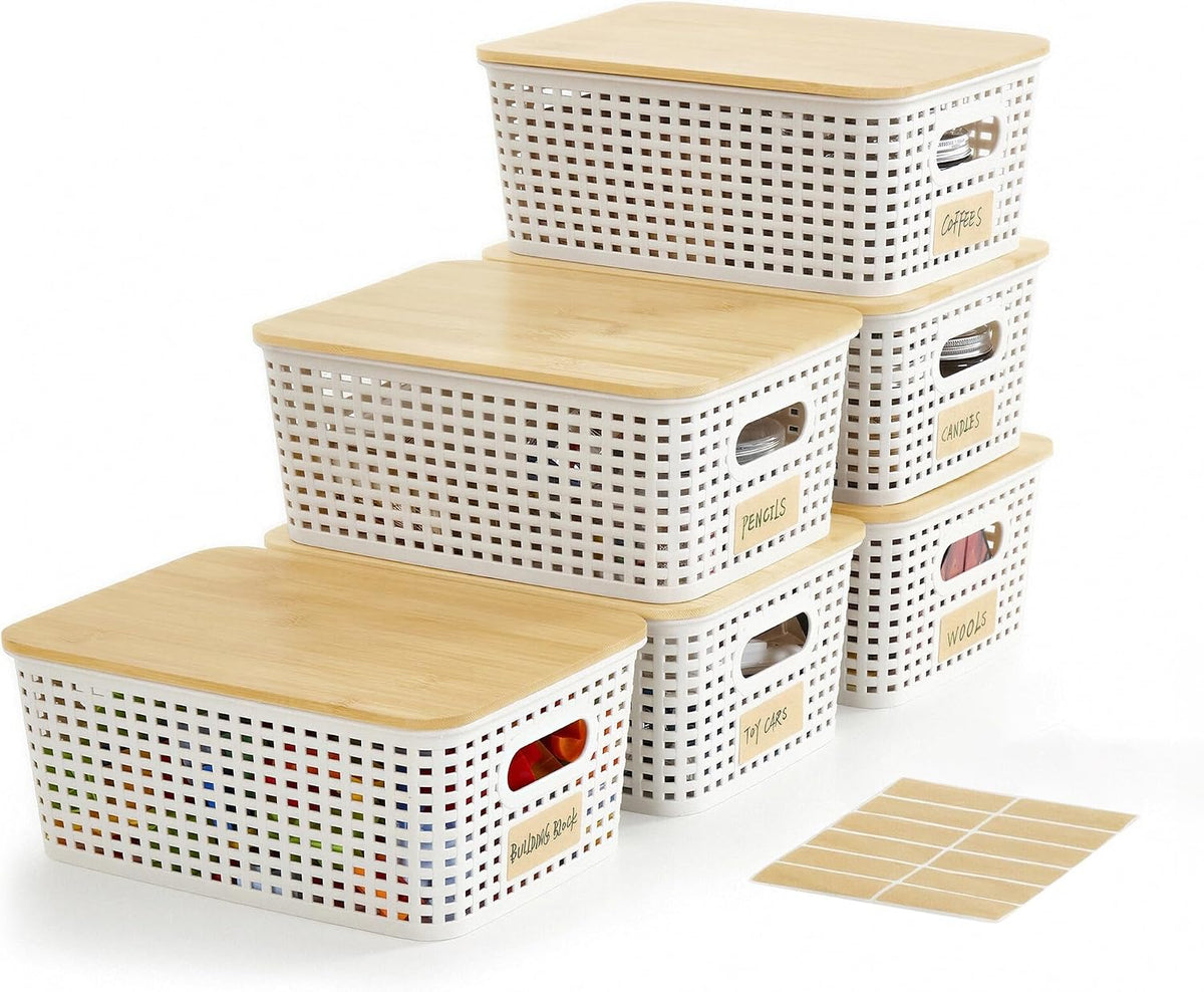 small plastic storage bins with bamboo lids 5.2qt, main product view