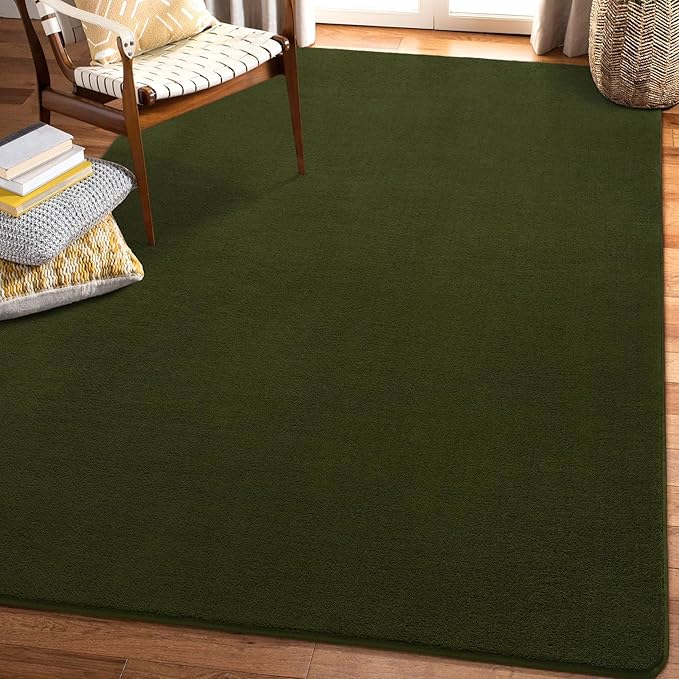Amearea 5x5 Square Area Rugs for Bedroom Living Room, Olive Green Thickened - Image 8