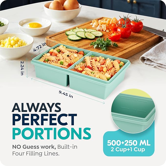 Silicone Freezer Trays with Lids, 2 Cup & 1/2 Cup Combo, Soup Container Style - Image 7