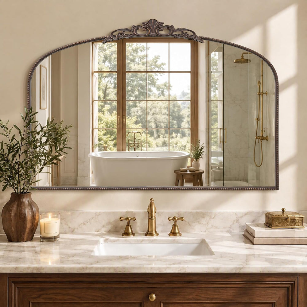 Micasso Large Bronze Vintage Mirror: 48"x33" Baroque Antique Wall M...