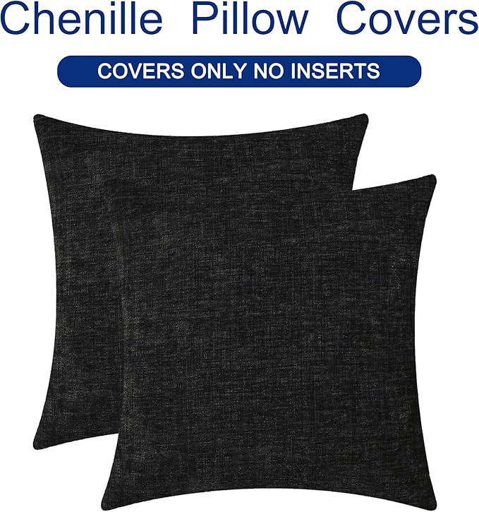 CaliTime Throw Pillow Covers Decorative 26 X 26 Inches Pack of 2 Cozy Chenille - Image 6