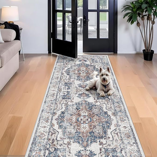 4x10 Washable Hallway Runner Rug: Oriental Living Room Entry Extra Wide Area - Image 2