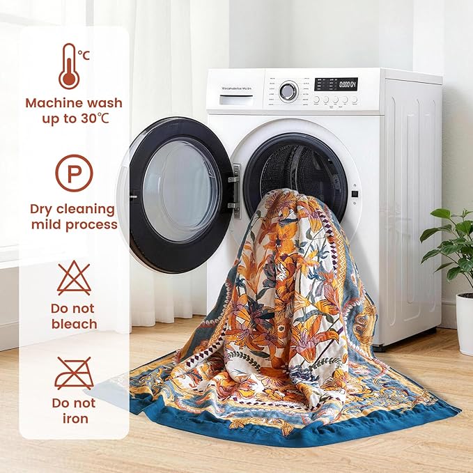 MSGKV Boho Throw Blanket 50"x60" Couch Floral 100% Cotton Blanket Spring - Image 7