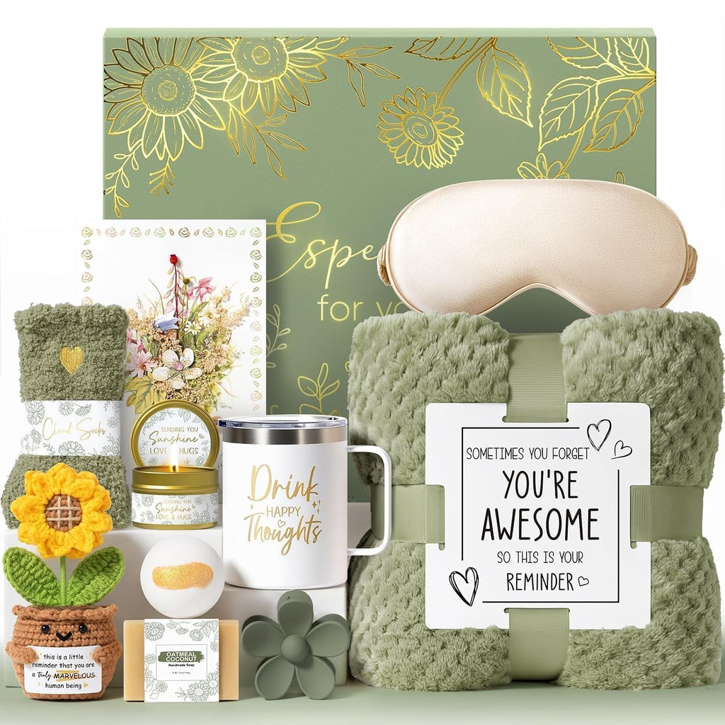 Birthday Gifts for Women Get Well Soon Spa Gift Baskets Self Care Package | Thinking of You After Surgery Thank You Gifts Set, Relaxation Christmas Sunflower Gifts for Women Mom Best Friend Sister Wife