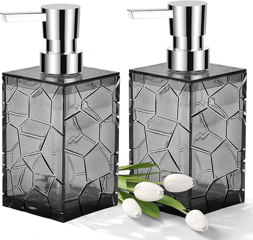 2 Pack Clear Grey Rust Proof Soap Dispenser, Acrylic Plastic Hand Soap Lotion by KellyHome