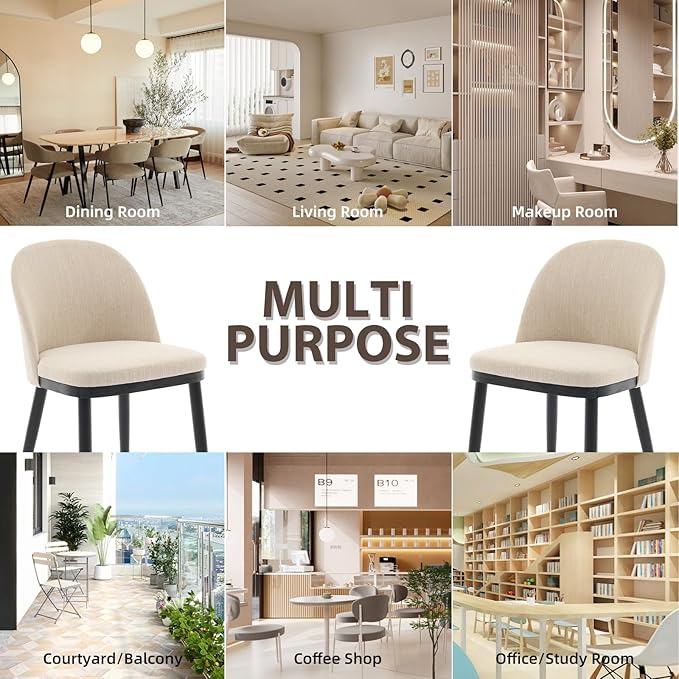 Upholstered Dining Chairs Set of 4,Modern Fabric Kitchen Side Chairs with Thi...