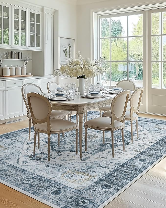 AMADA HOMEFURNISHING 9x12 Area Rug, Washable Low-Profile Large Area Rug - Image 6