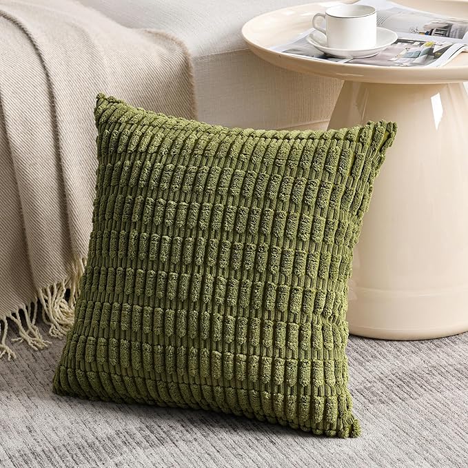Fancy Homi 4 Packs Boho Moss Green Decorative Throw Pillow Covers 26x26 Inch - Image 2