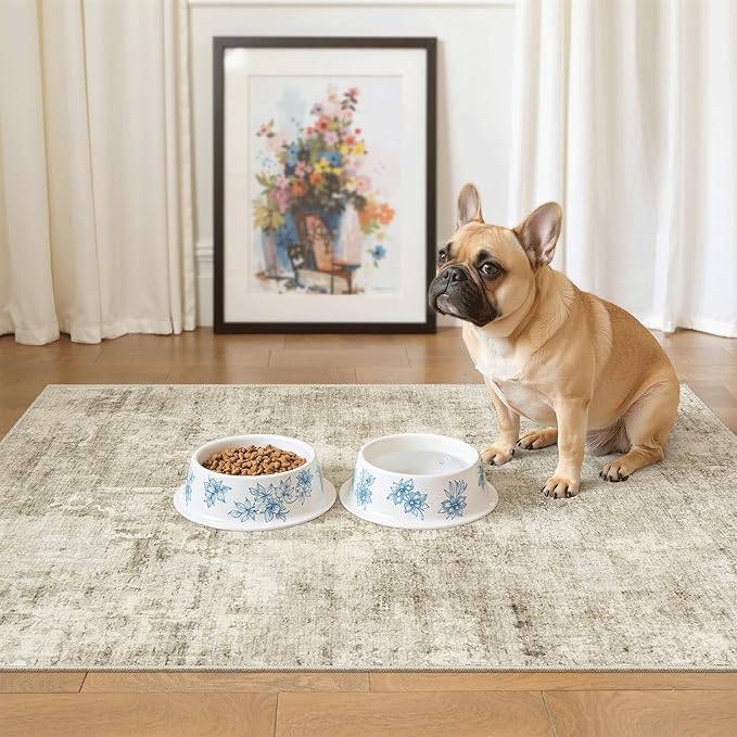 2x3 Washable Rugs for Kitchen, Powder Room Small Area Rug Non-Slip Vintage Low - Image 3