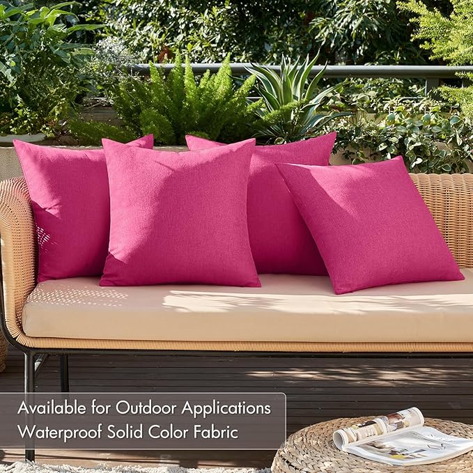 MIULEE Pack of 4 Decorative Outdoor Throw Pillow Covers Linen Waterproof Pillow - Image 2