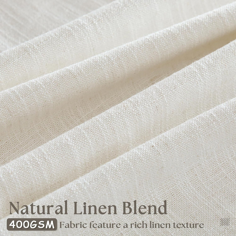TWODRAPES Pinch Pleated Linen Curtains 108 Inches Long Natural 2 Panels Set