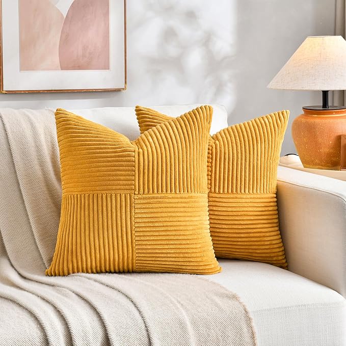 Fancy Homi 2 Packs Sunflower Yellow Spring Decorative Throw Pillow Covers 18x18 - Image 5