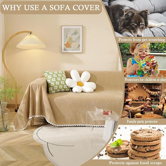 HANDONTIME Khaki Loveseat Covers Couch Cover - Image 4