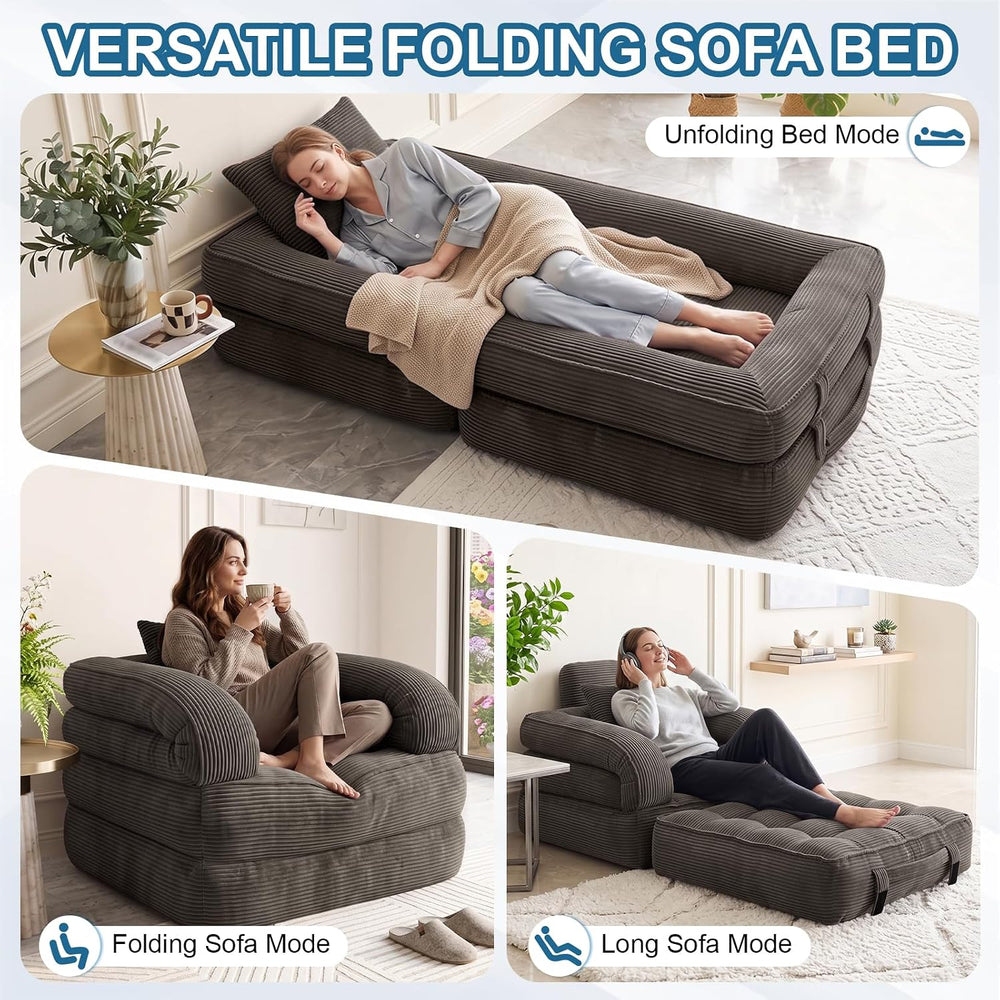 Folding Sofa Bed, Convertible Sleeper Chair Bed with Armrests