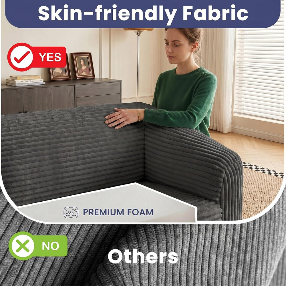 Convertible Sofa Bed, 3-in-1 Foldable Loveseat Couch with Armrest, Corduroy F...
