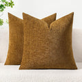 MIULEE Pack of 2 Couch Throw Pillow Covers 20x20 Inch Soft Mustard Chenille by MIULEE