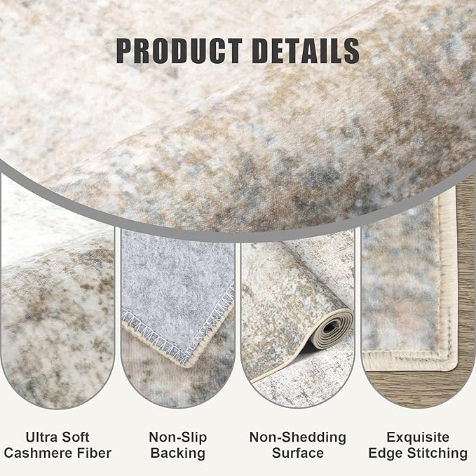 4x6 Area Rug Living Room Rug: Washable Modern Abstract Soft Thin Rug Indoor - Image 6
