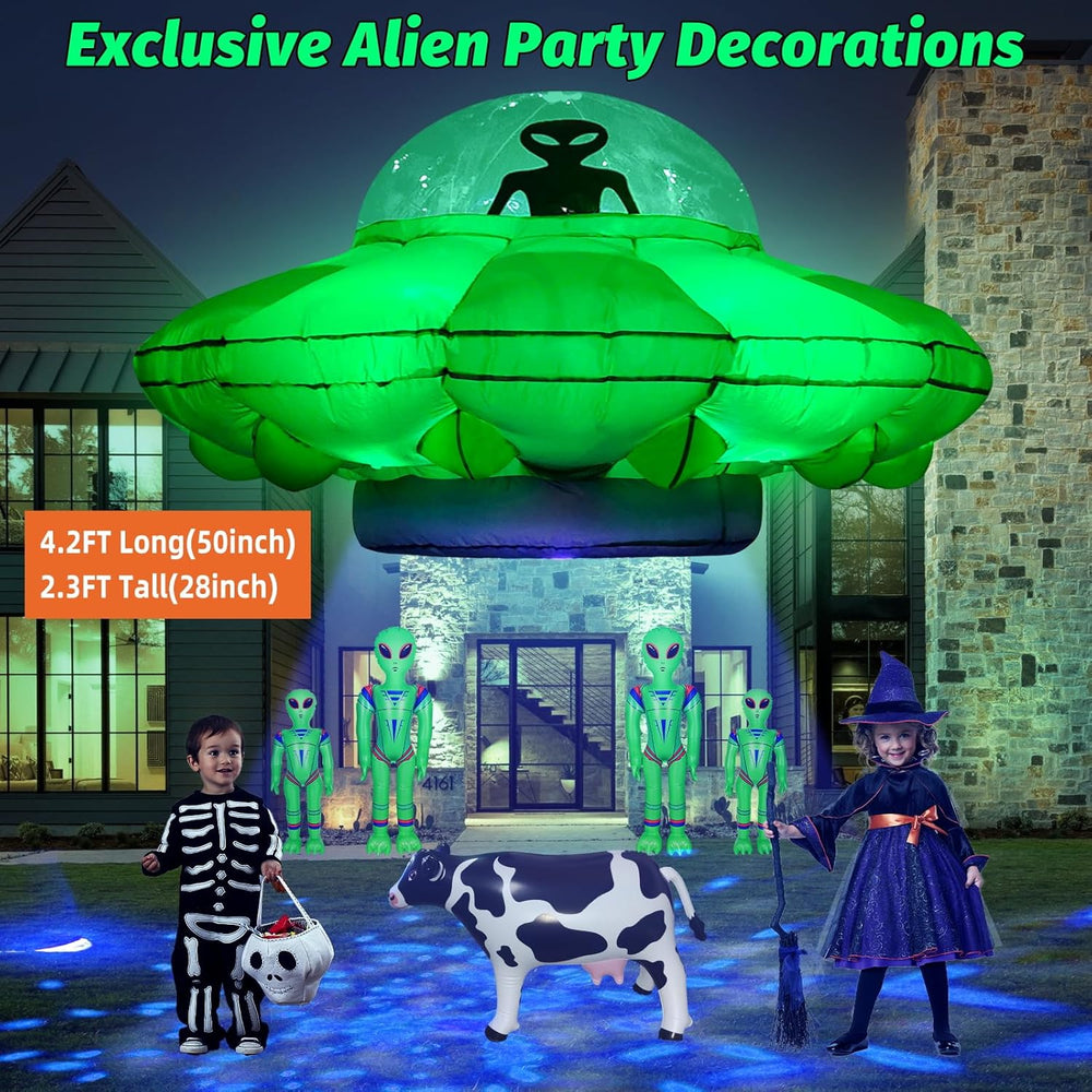 Alien Party Decorations 4.2FT Hanging Alien UFO Cow Abduction Inflatable with...