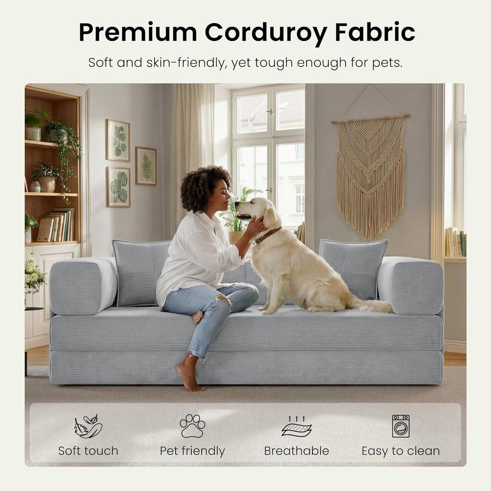 78.8" Convertible Futon Sofa Bed, Boneless Couch for Living Room
