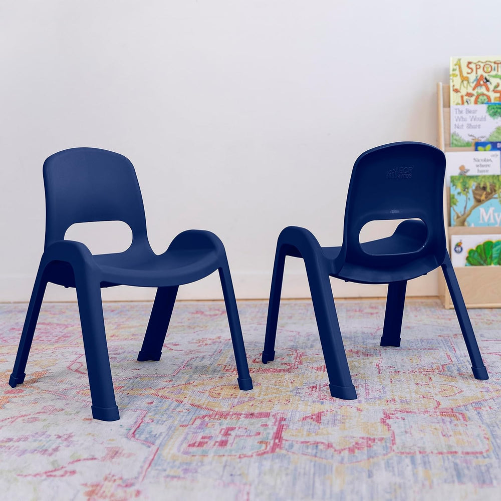 ECR4Kids Plastic Stackable SitRight Chair, 11in, Classroom Furniture, Navy, 4...