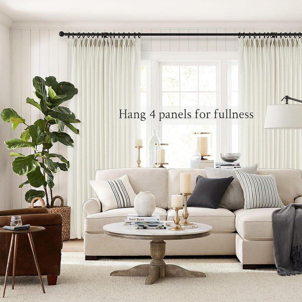 Topfinel Natural Pinch Pleated Linen Curtains 84 Inch Length 2 Panels for Bed...