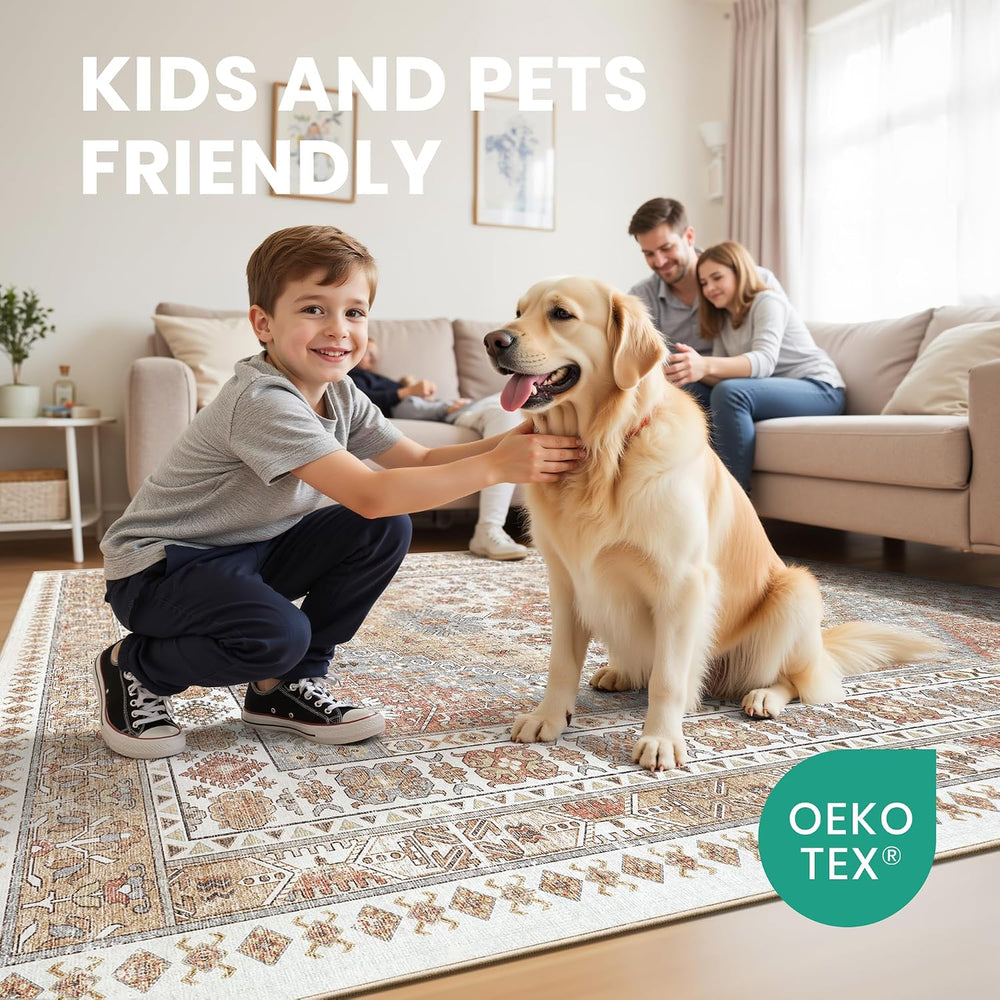 zesthome 10x14 Area Rugs for Living Room,Large Washable Rug,Orange