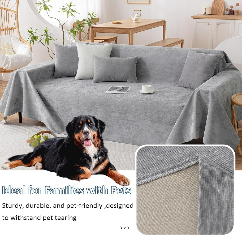 VClife Couch Covers Anti Scratch Sofa Covers for 2 Cushion Couch Sofa, Waterproof Pet Couch Cover for Dog Cat, Washable Couch Slipcover Modern Gray Sofa Cover Throw Furniture Protector, 71"X102"