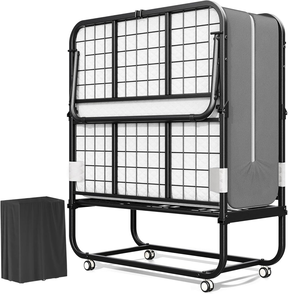Greenvelly Folding Bed with 5 Inch Mattress, 75” x 38” Portable Rollaway Bed ...