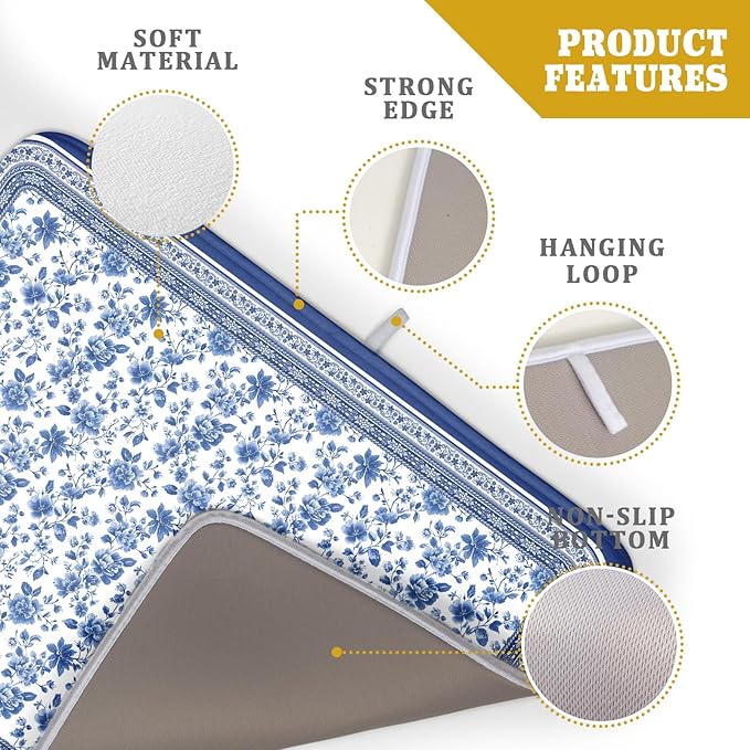 Blue Floral Branches Dish Drying Mat - Image 3