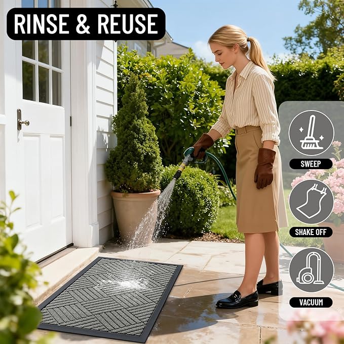 OLANLY Front Door Mat Outside Entrance 33x21, Heavy Duty Sturdy Natural Rubber - Image 7