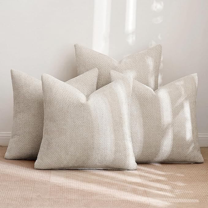 MIULEE Pack of 4 Couch Throw Pillow Covers 18x18 Inch Cream Soft Decorative - Image 3