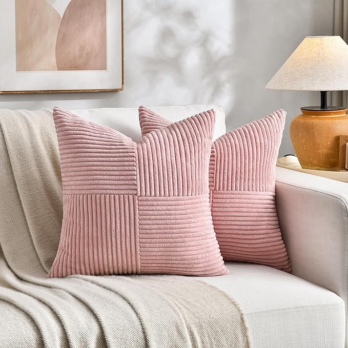 Fancy Homi 2 Packs Blush Pink Samll Decorative Throw Pillow Covers 14x14 Inch - Image 5