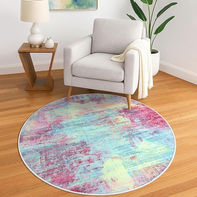 IOHOUZE Round Area Rug 5 Ft Circle Entryway Rugs Round Washable Door Mat Indoor by iOhouze