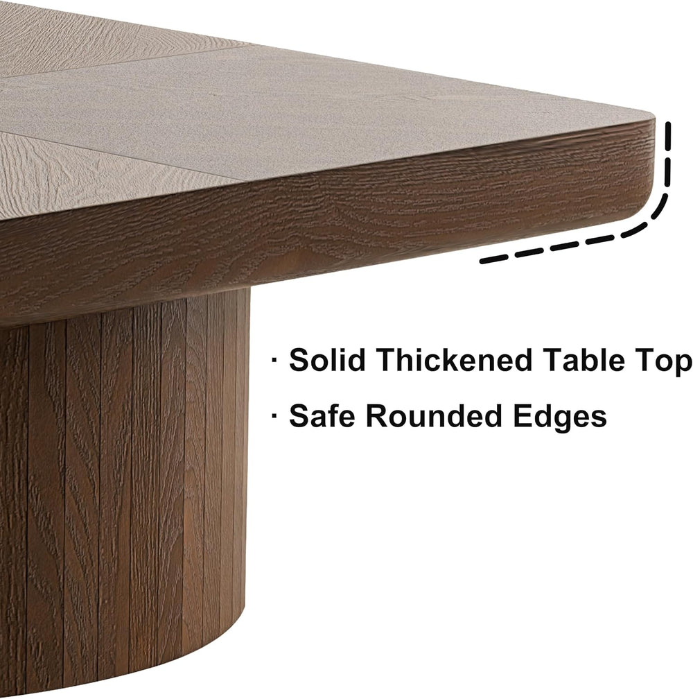 2-Piece Nesting Coffee Table Set, Square Parquet Top Sculptural Base Wood | N...