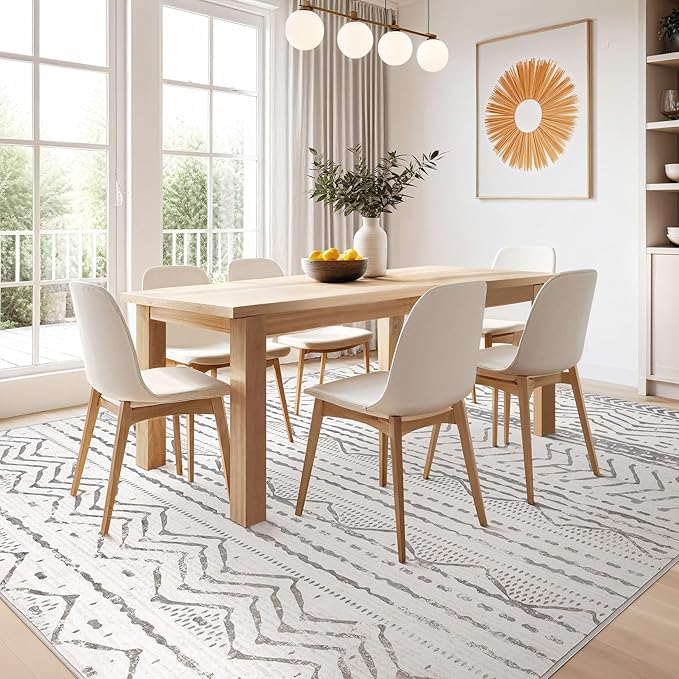 Nakagishi 5x7 Area Rug Living Room: Machine Washable Boho Large Neutral - Image 7