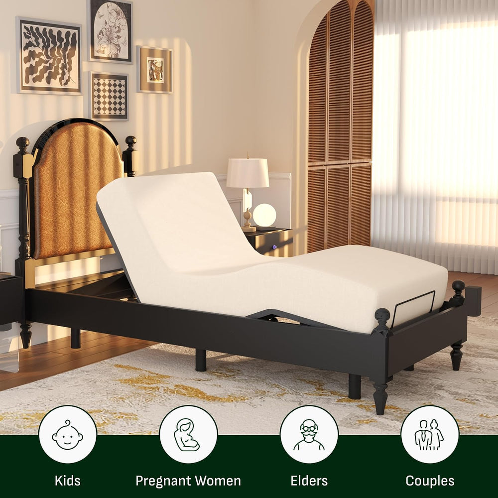 Softa Adjustable Bed Frame, Electric Bed Base w/Oxford Fabric Bedspread, Remo...