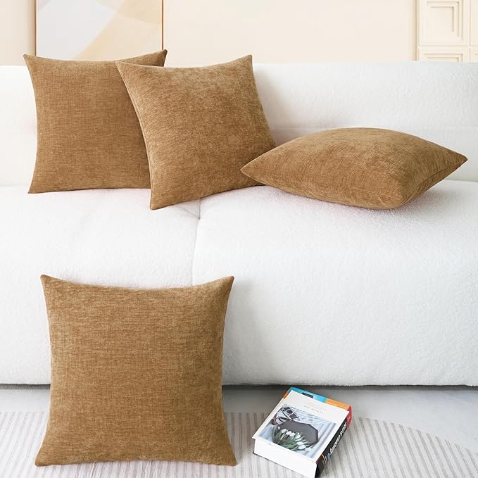 CaliTime Throw Pillow Covers Decorative 18 X 18 Inches Pack of 4 Cozy Chenille - Image 6