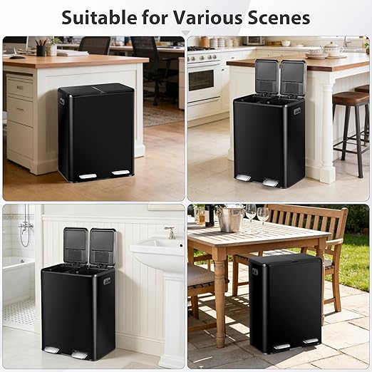 SUPER DEAL Kitchen Trash Can, 16 Gallon 60L Dual Garbage and Recycling Can - Image 2