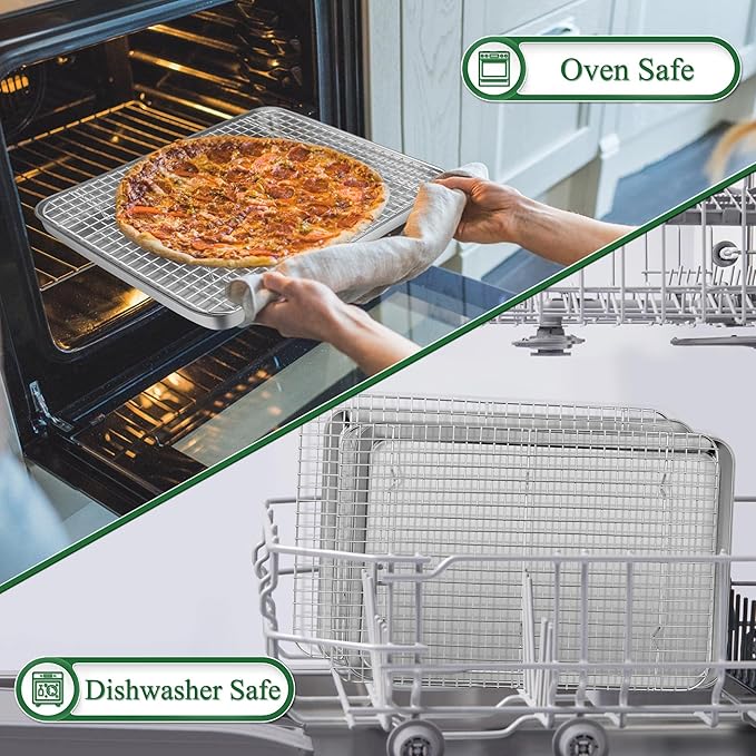 P&P CHEF 17.5 Inch Baking Sheet and Rack Set, Stainless Steel Cookie Sheets - Image 6